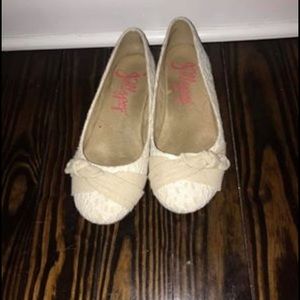 White lace flats